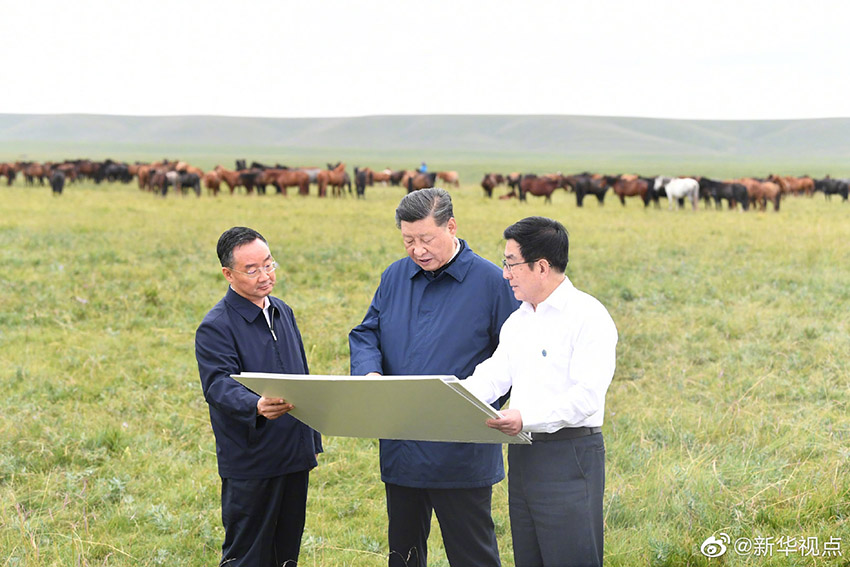 8月20日下午，中共中央總書記、國家主席、中央軍委主席習(xí)近平抵達(dá)甘肅省張掖市山丹縣，前往山丹培黎學(xué)校和山丹馬場(chǎng)考察調(diào)研，了解當(dāng)?shù)芈殬I(yè)教育培訓(xùn)和祁連山生態(tài)環(huán)境修復(fù)保護(hù)等情況。 新華社記者 謝環(huán)馳 攝